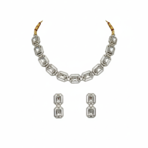 Crystal Necklace and Earrings Set (Emerald Cut Stones)