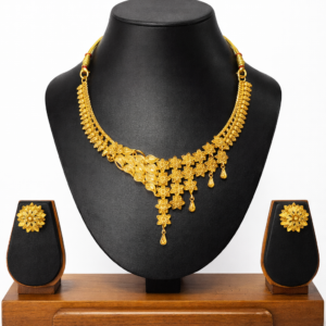 Floral Cascade Design Gold Plated Necklace